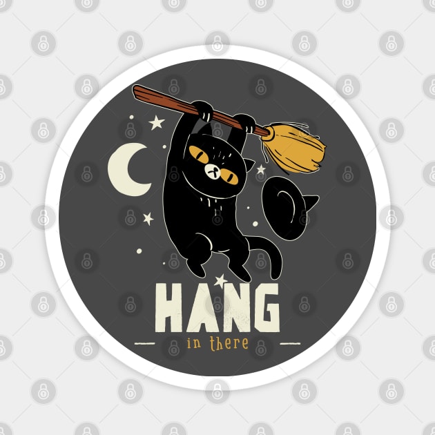 Hang In There Witchy Kitty! Magnet by TJWDraws